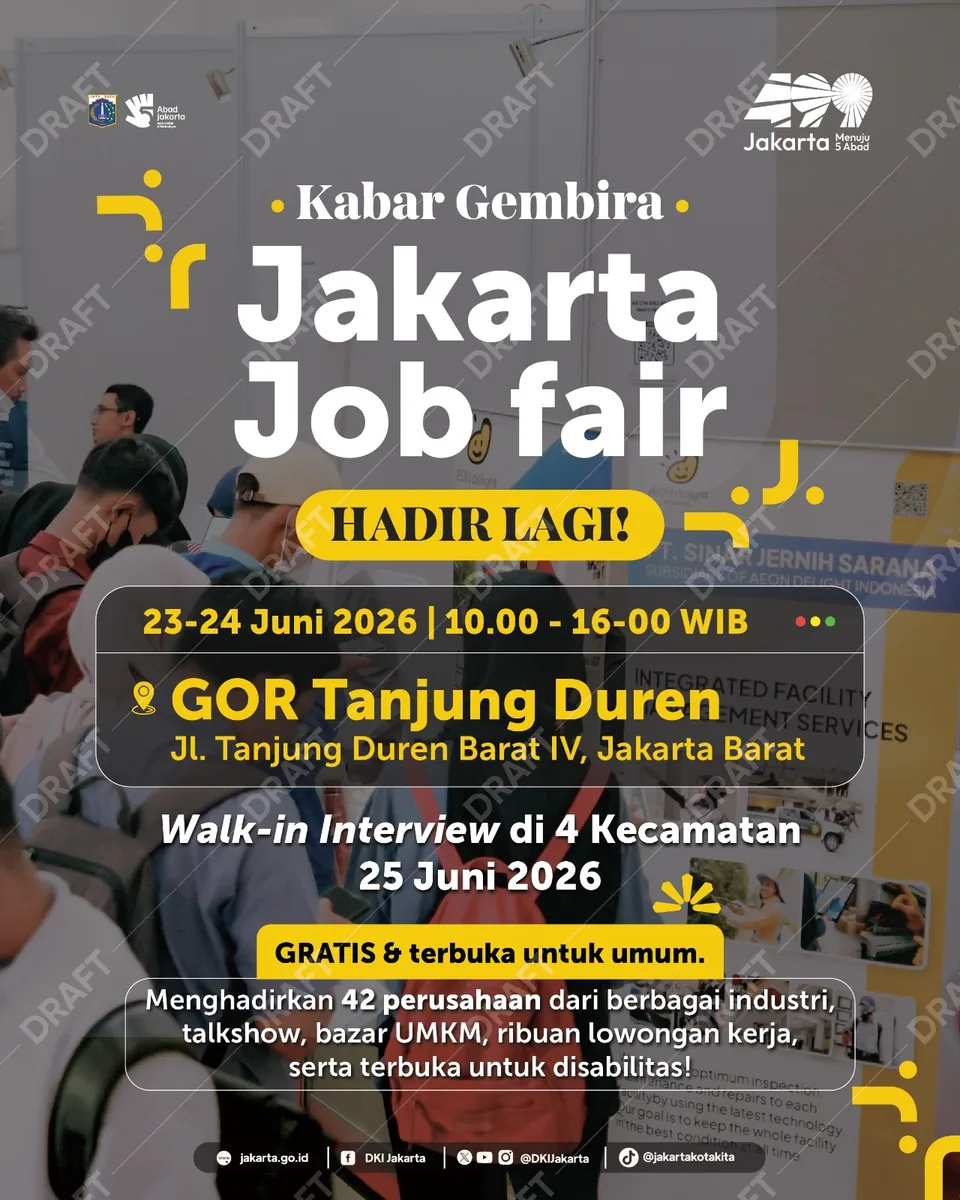 Job Fair Kabupaten Tegal 2026 (Suku Dinas TKTE Wilayah Kabupaten Tegal Barat) : 23-24 Juni 2026